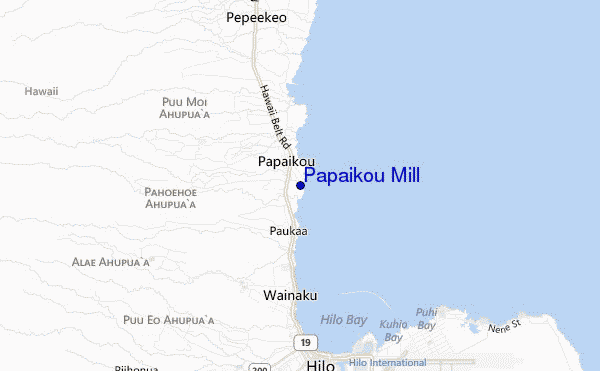locatiekaart van Papaikou Mill