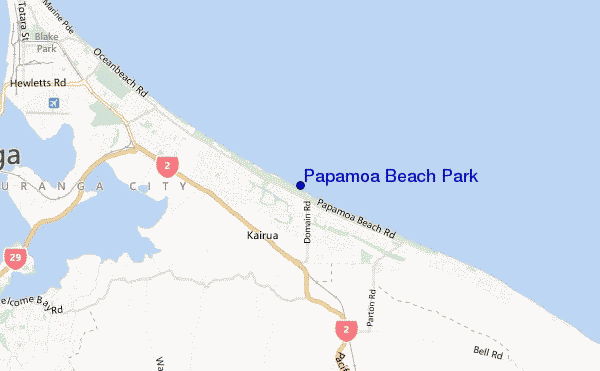 locatiekaart van Papamoa Beach Park