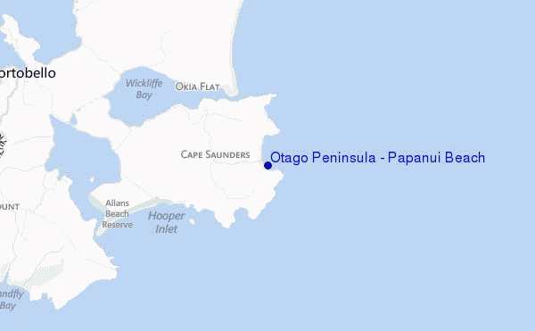 locatiekaart van Otago Peninsula - Papanui Beach