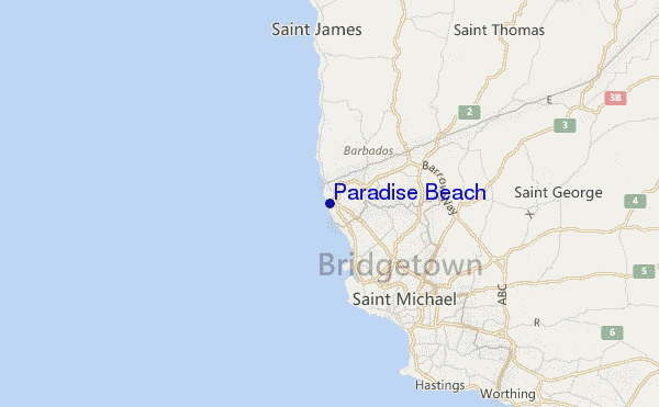 locatiekaart van Paradise Beach