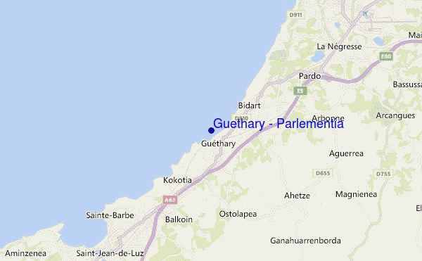 locatiekaart van Guethary - Parlementia
