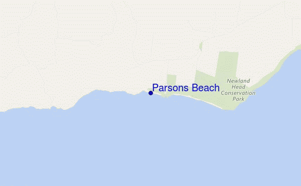 locatiekaart van Parsons Beach