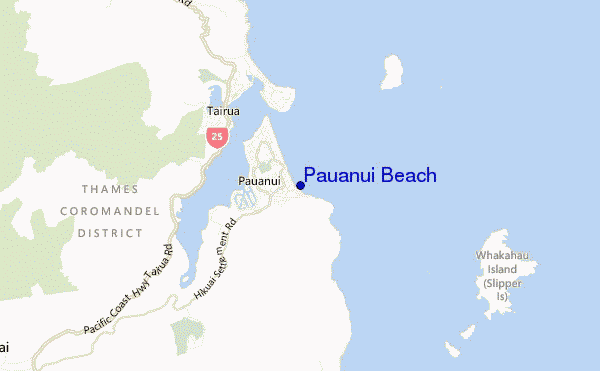 locatiekaart van Pauanui Beach
