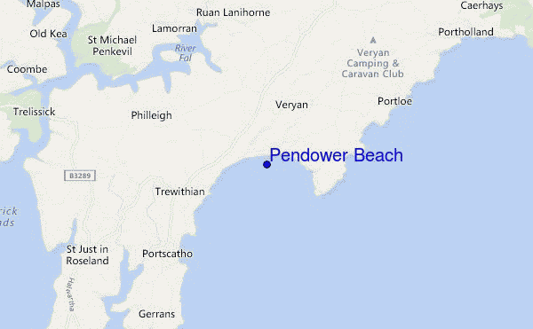 locatiekaart van Pendower Beach