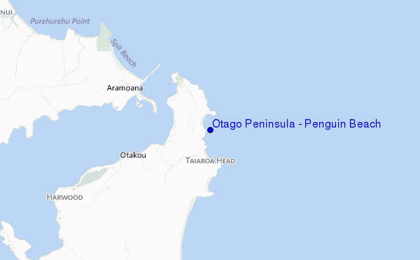 locatiekaart van Otago Peninsula - Penguin Beach