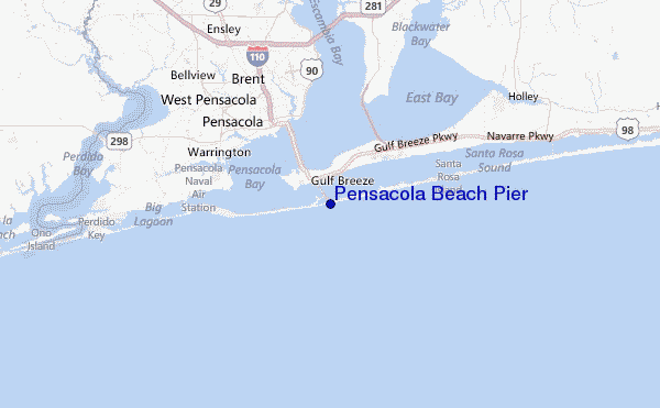 Pensacola Beach Pier Location Map