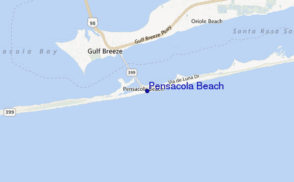 locatiekaart van Pensacola Beach