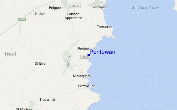 locatiekaart van Pentewan