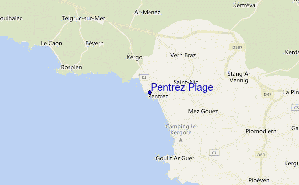 locatiekaart van Pentrez Plage