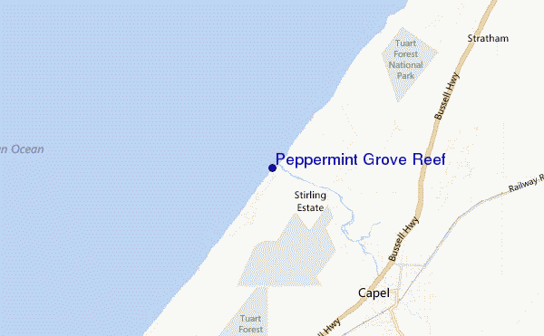 locatiekaart van Peppermint Grove Reef