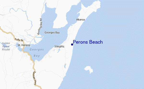 locatiekaart van Perons Beach
