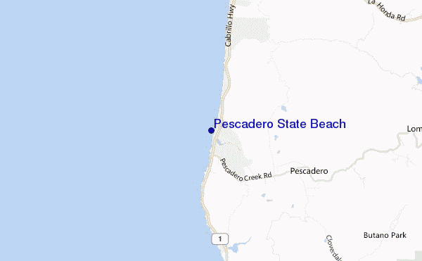 locatiekaart van Pescadero State Beach