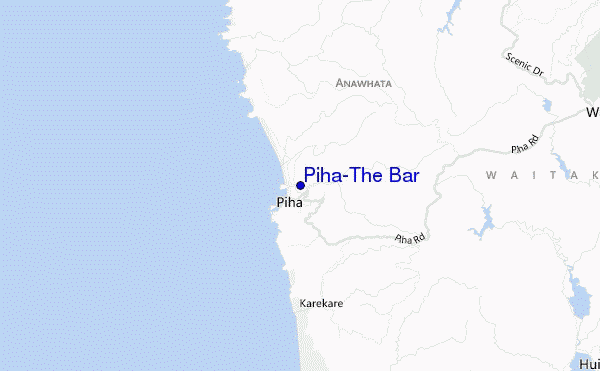 locatiekaart van Piha-The Bar