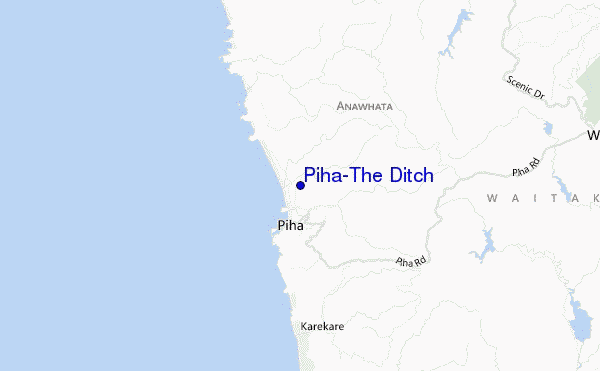 locatiekaart van Piha-The Ditch