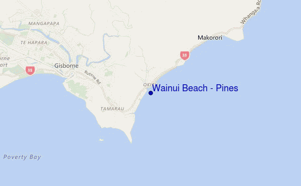locatiekaart van Wainui Beach - Pines