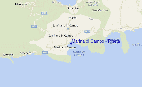 locatiekaart van Marina di Campo / Pineta