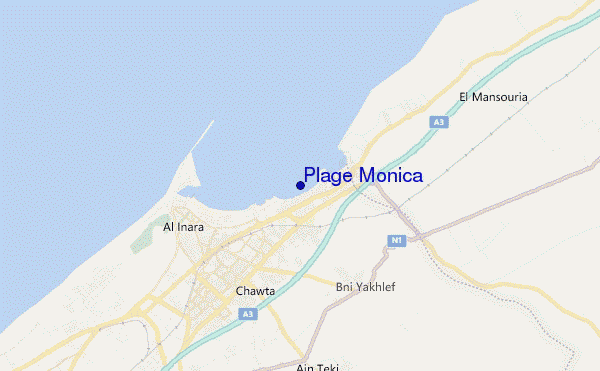 locatiekaart van Plage Monica