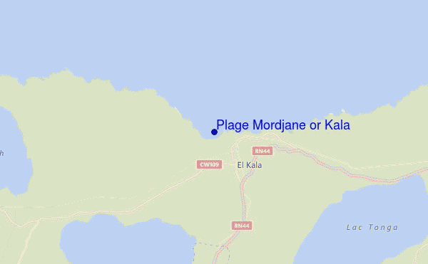 locatiekaart van Plage Mordjane or Kala
