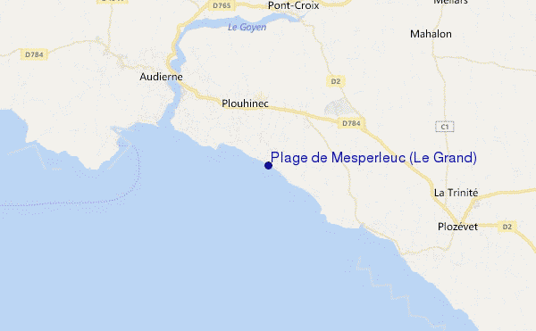locatiekaart van Plage de Mesperleuc (Le Grand)