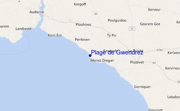 locatiekaart van Plage de Gwendrez
