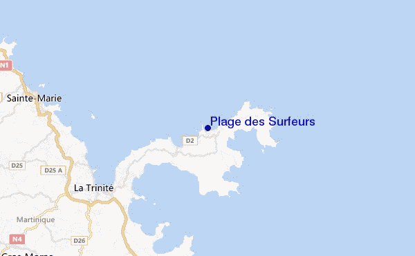 locatiekaart van Plage des Surfeurs