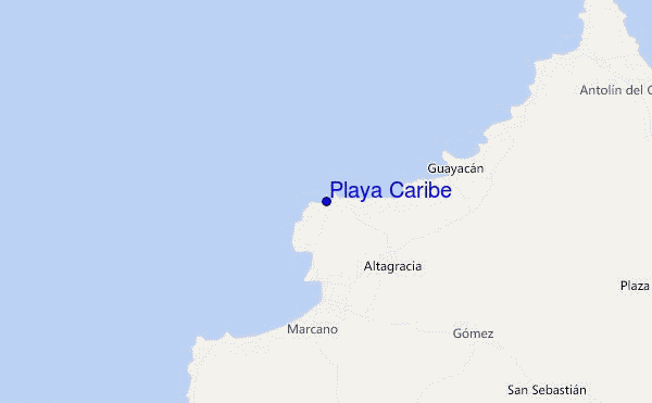 locatiekaart van Playa Caribe
