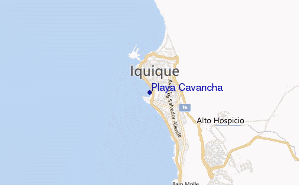 locatiekaart van Playa Cavancha