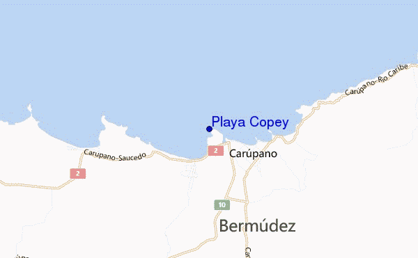 locatiekaart van Playa Copey