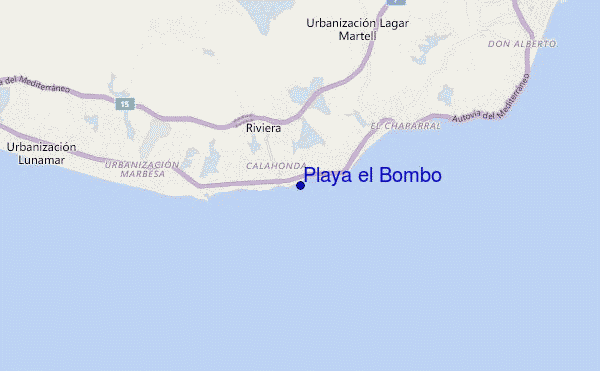 locatiekaart van Playa el Bombo