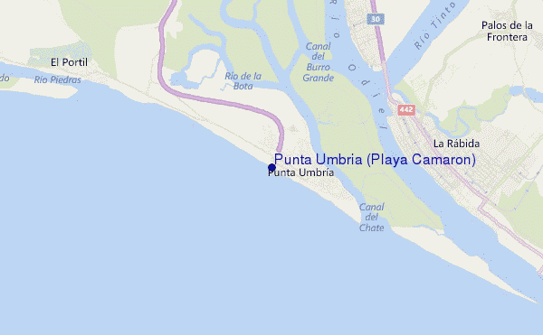 locatiekaart van Punta Umbria (Playa Camarón)