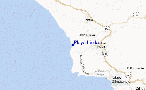 locatiekaart van Playa Linda