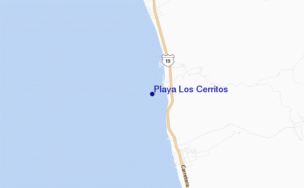 locatiekaart van Playa Los Cerritos