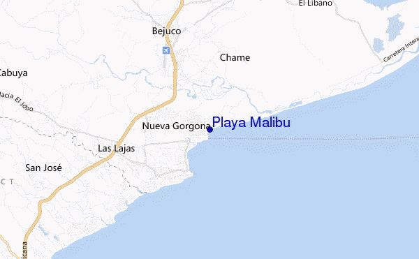 locatiekaart van Playa Malibu