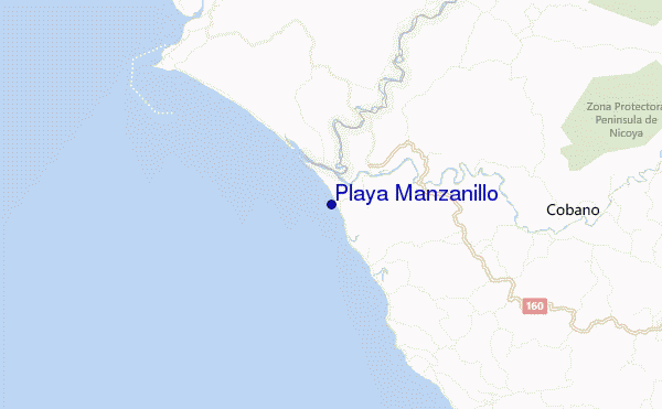 locatiekaart van Playa Manzanillo