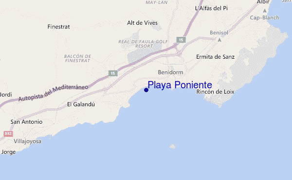 locatiekaart van Playa Poniente