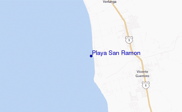 locatiekaart van Playa San Ramon