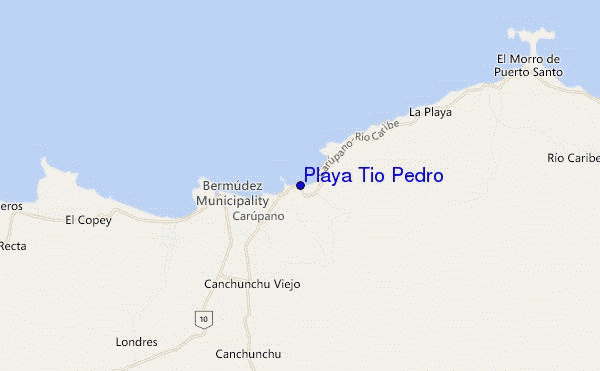 locatiekaart van Playa Tío Pedro