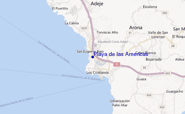 locatiekaart van Playa de las Americas