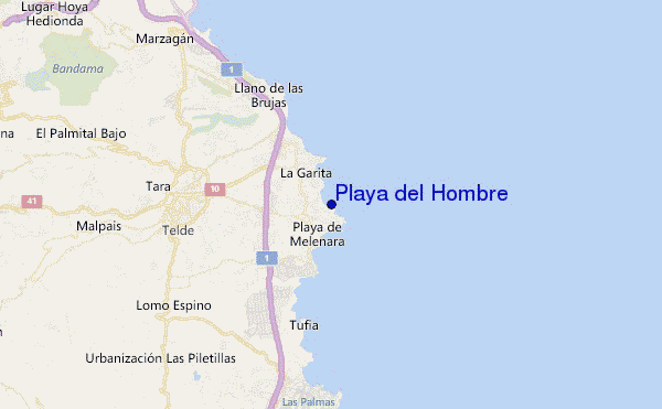locatiekaart van Playa del Hombre