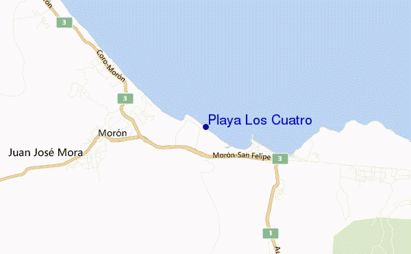 locatiekaart van Playa Los Cuatro