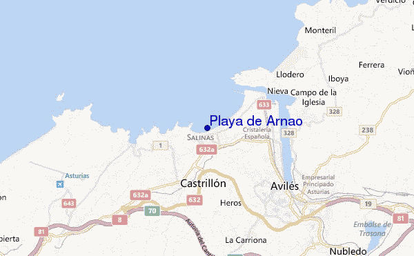 locatiekaart van Playa de Arnao