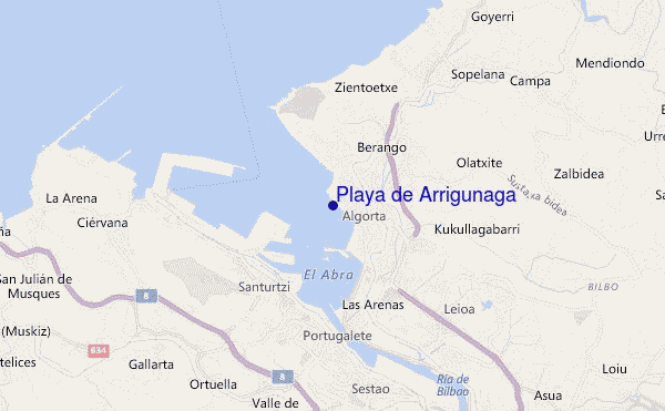 locatiekaart van Playa de Arrigunaga
