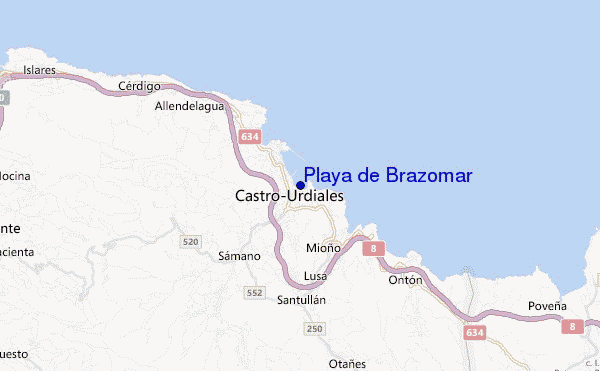 locatiekaart van Playa de Brazomar