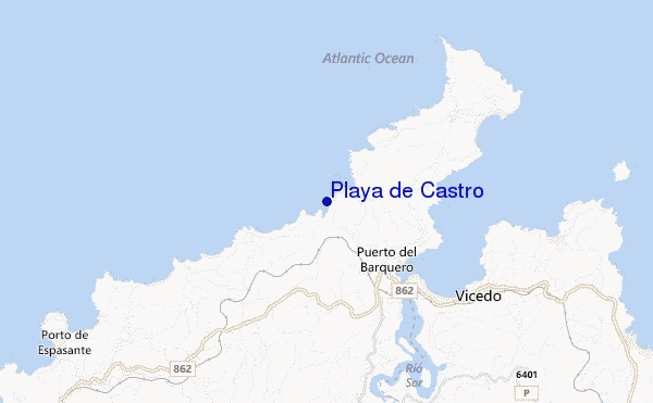 locatiekaart van Playa de Castro