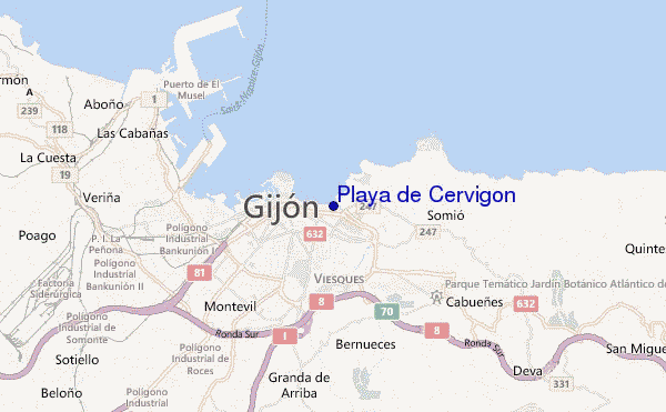 locatiekaart van Playa de Cervigon