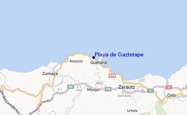 locatiekaart van Playa de Gaztetape
