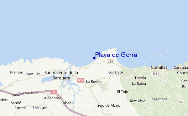 locatiekaart van Playa de Gerra