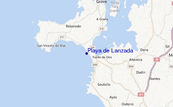 locatiekaart van Playa de Lanzada