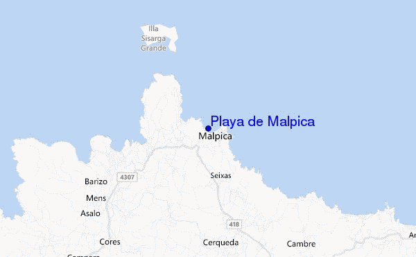 locatiekaart van Playa de Malpica