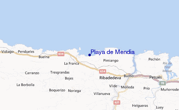 locatiekaart van Playa de Mendia